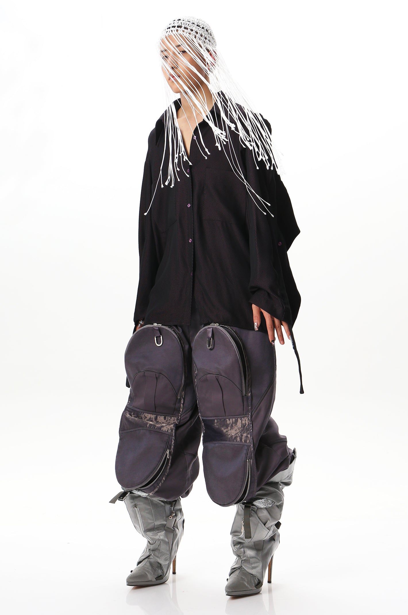 White Hand Crochet Fringe Beanie