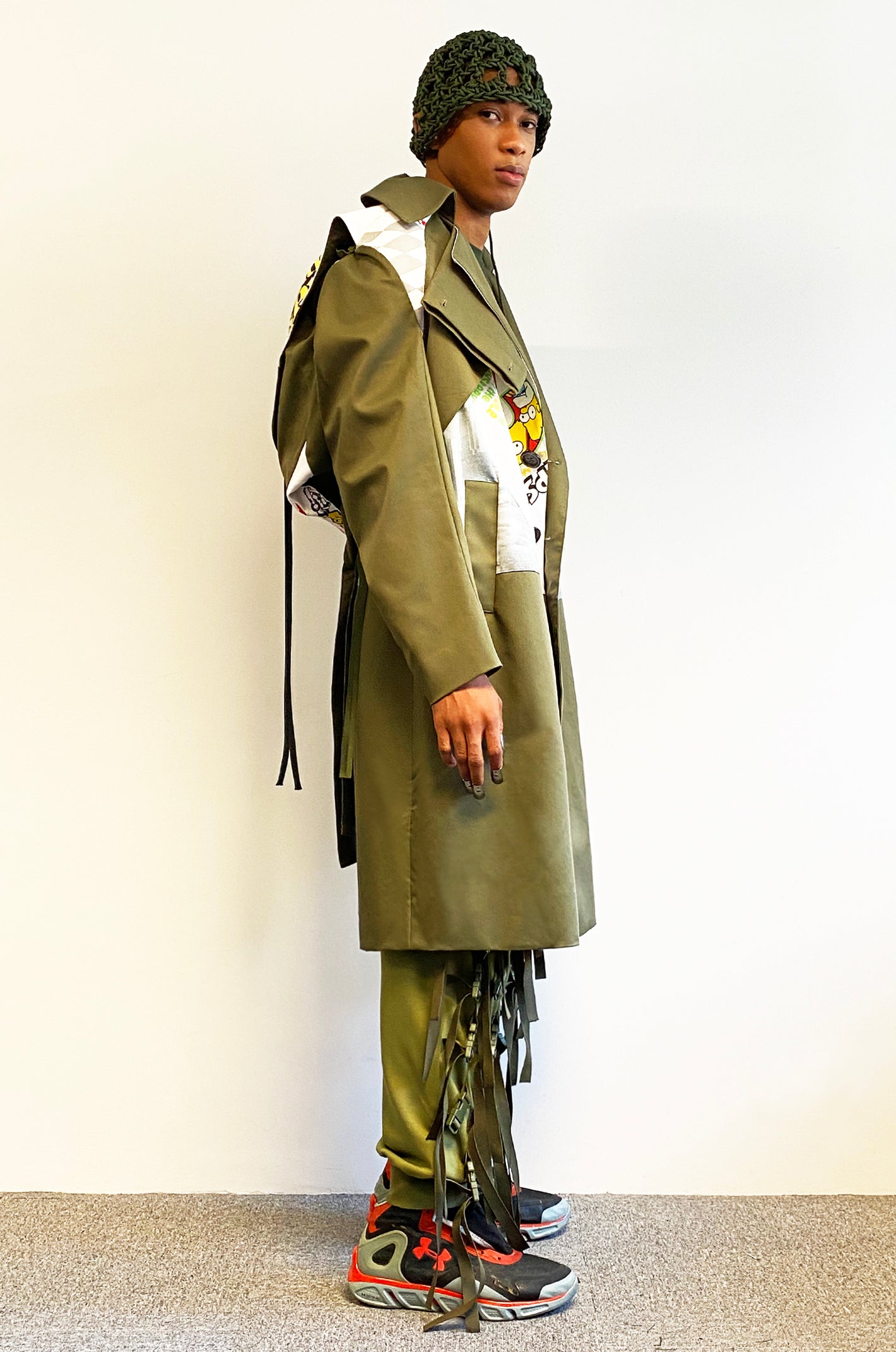 Hacker Patchwork Backpack Trench Coat