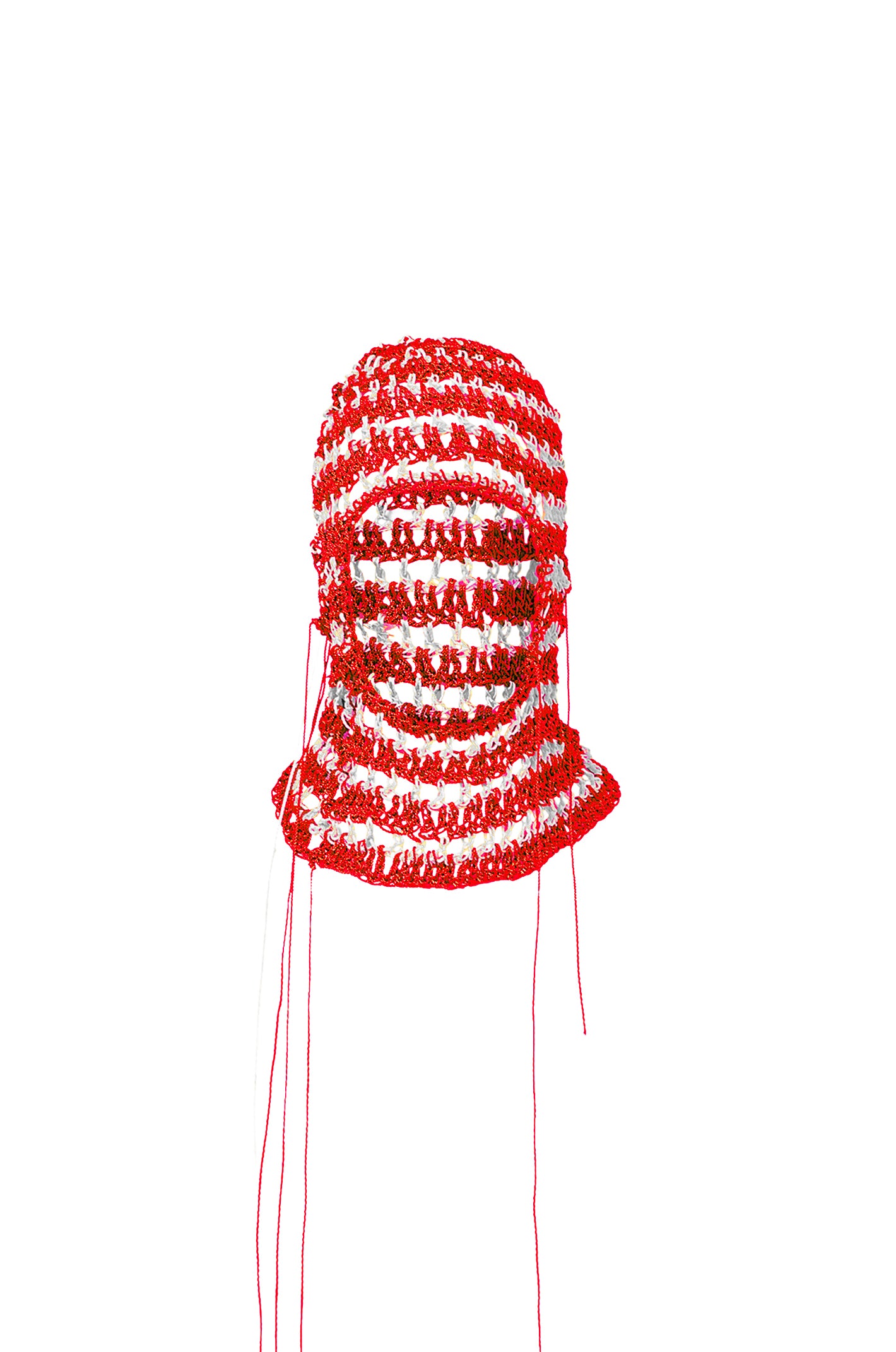 Red White Striped Crochet Balaclava