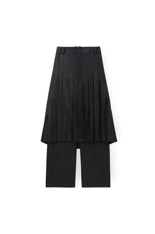 Pleated Nightcrawler Skirt Overlay Trousers