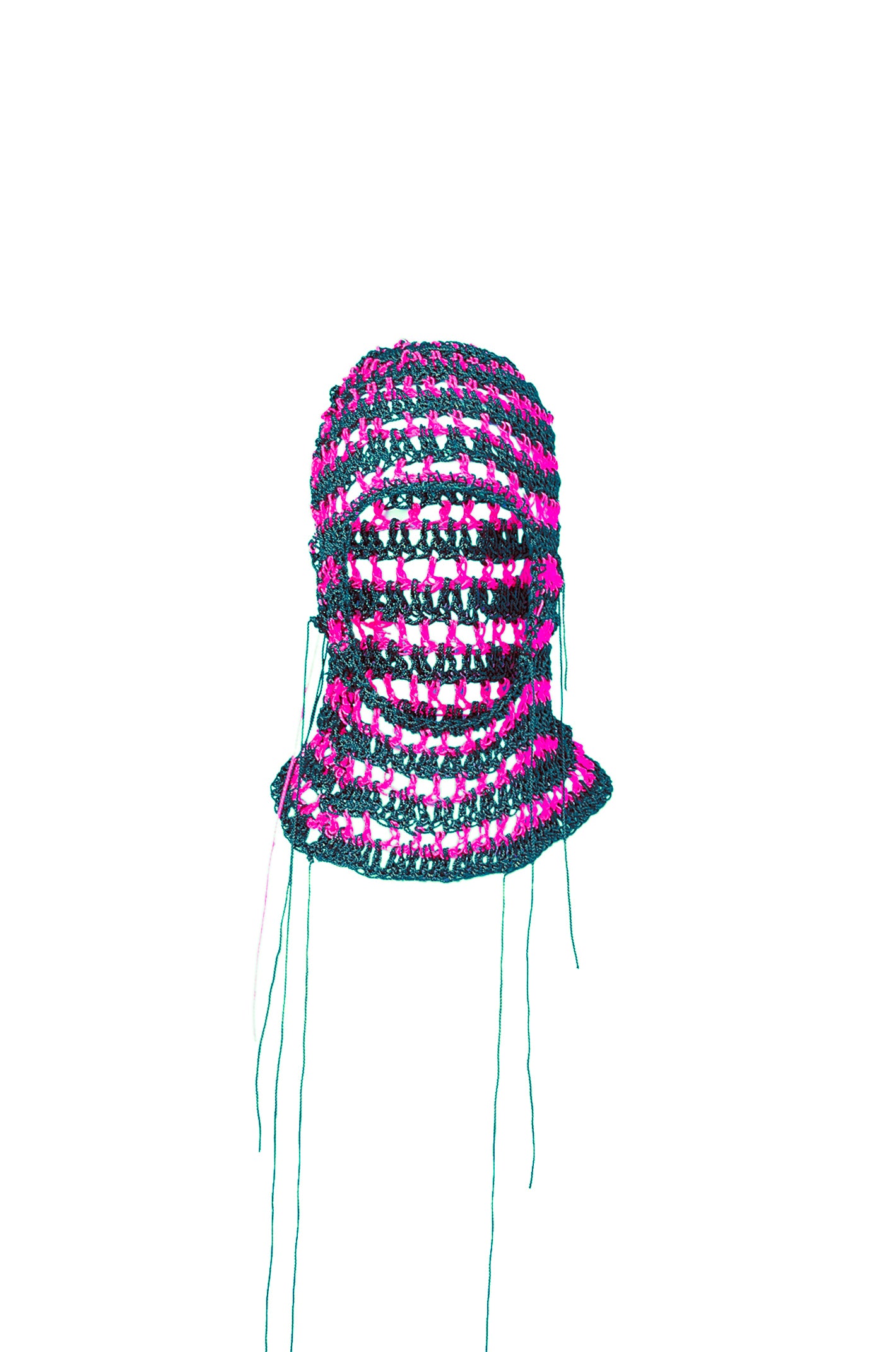 Pink Teal Striped Crochet Balaclava